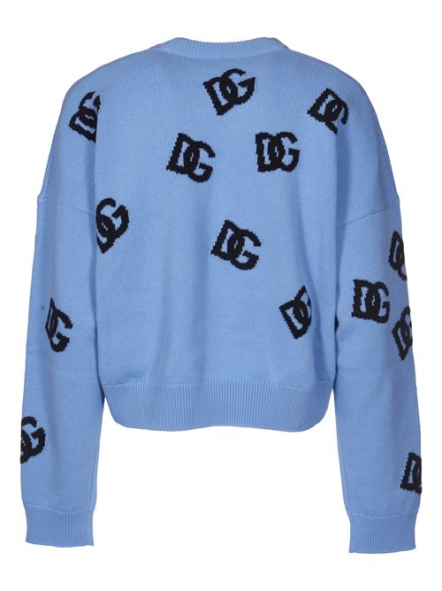 Wool crewneck sweater with DG logo inlay DOLCE & GABBANA | FXX63TJCVZLB0143